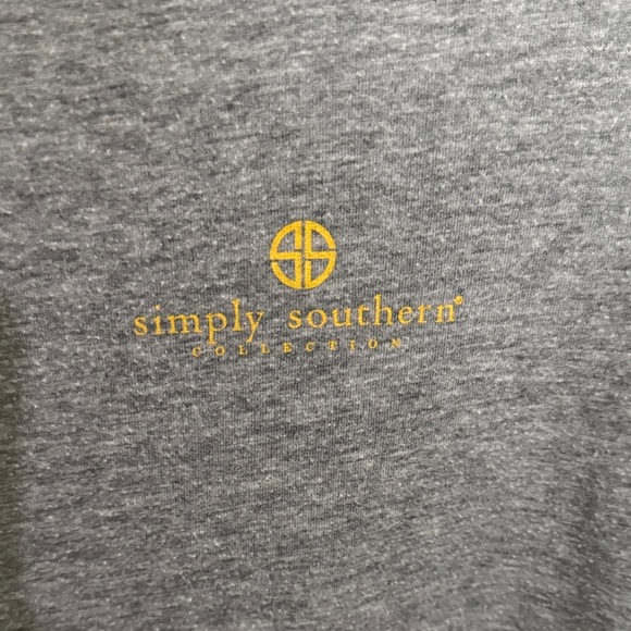 Simply Southern Gray Tee with Messy Bun Pink and Yellow Accents - Picture 3 of 4